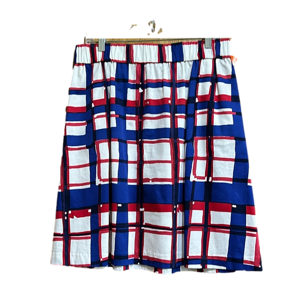 Talbots Red White and Blue Plaid Pull On Skirt Size M - EUC